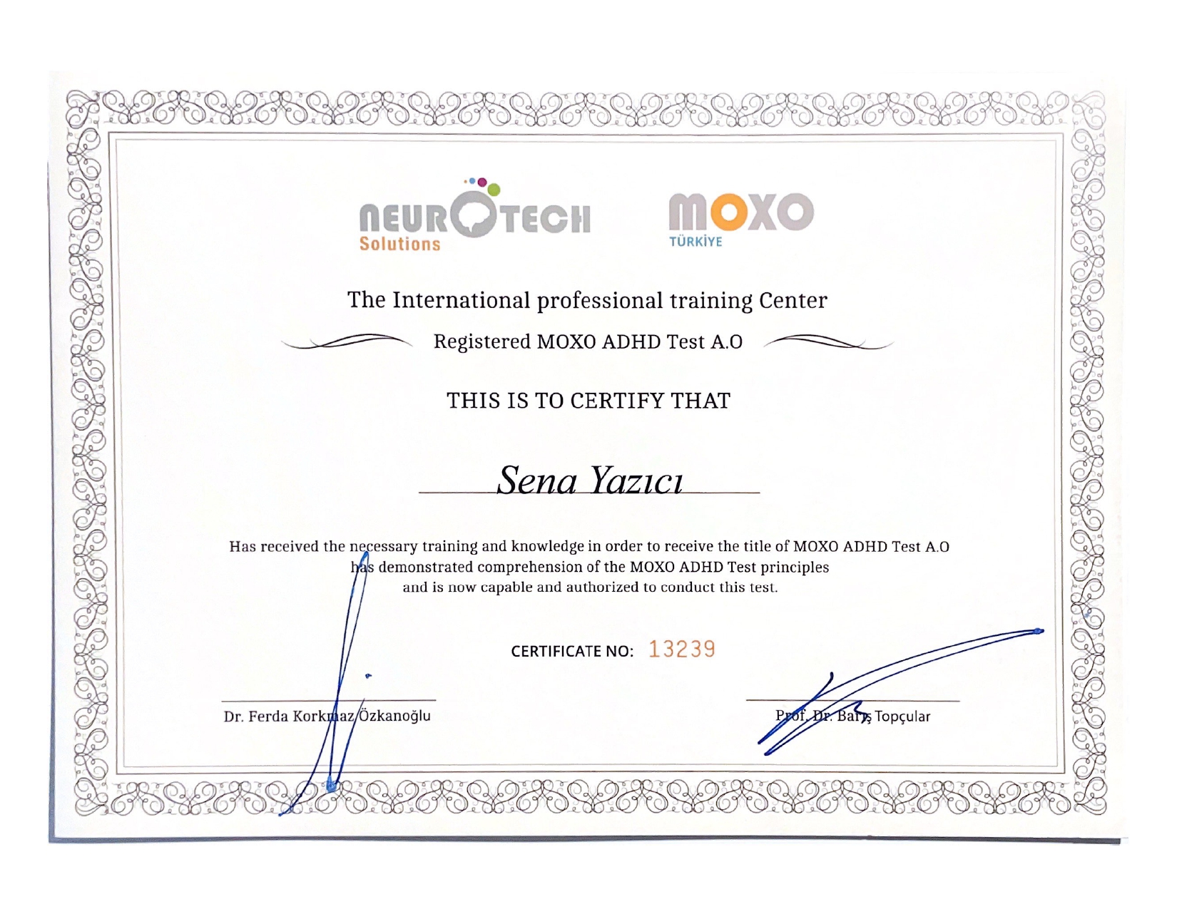 MOXO ADHD Test Certification